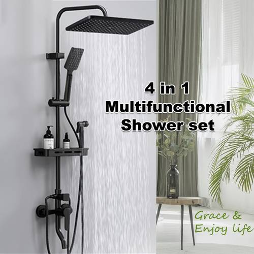shower set stainless steel bathroom home full hotel booster shower with storage shelf for shower use only