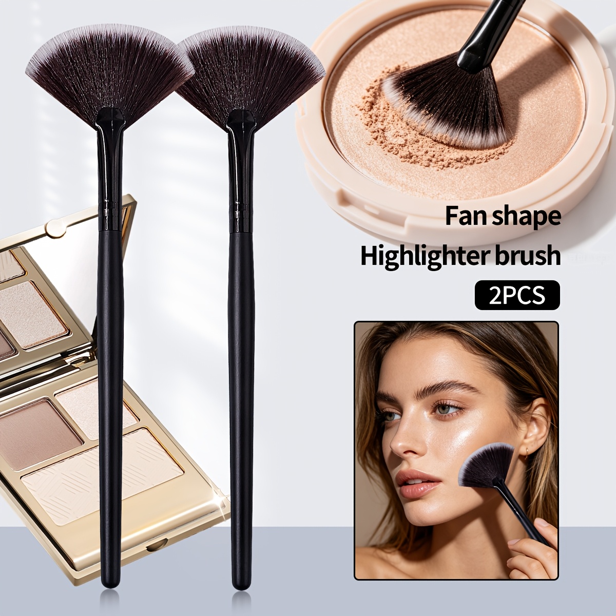 TEMU Pro 2pcs Pinceaux Contouring Blush d'Aile - Fibres Douces d'Aile, Application Légère et Transparente de Poudre, Outils de Cosmétique Précis pour