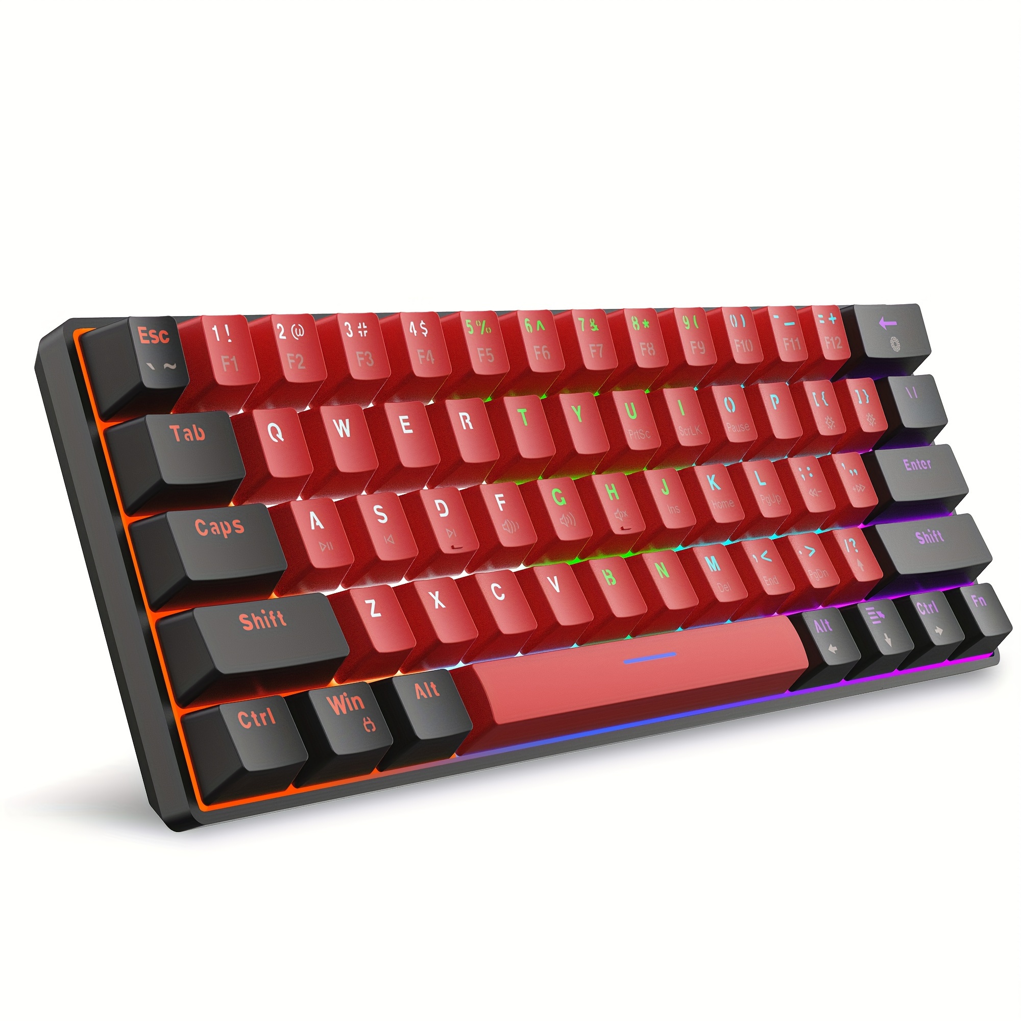 TEMU Snpurdiri 61-, Wired 60% Mechanical Gaming Keyboard With Green Switches, Compact And Portable, Designed For Windows Laptops In Black And Red
