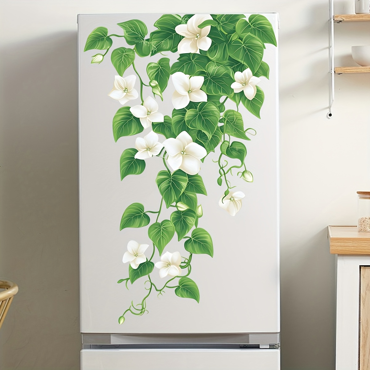 Image of 1pc Spring Magnolia Wall Sticker, Decorative Home Wall Sticker, For Home Decoration Fridge Sticker Wall Decal, Party Wall Sticker, Glass Window Sticker - A Spring Atmosphere