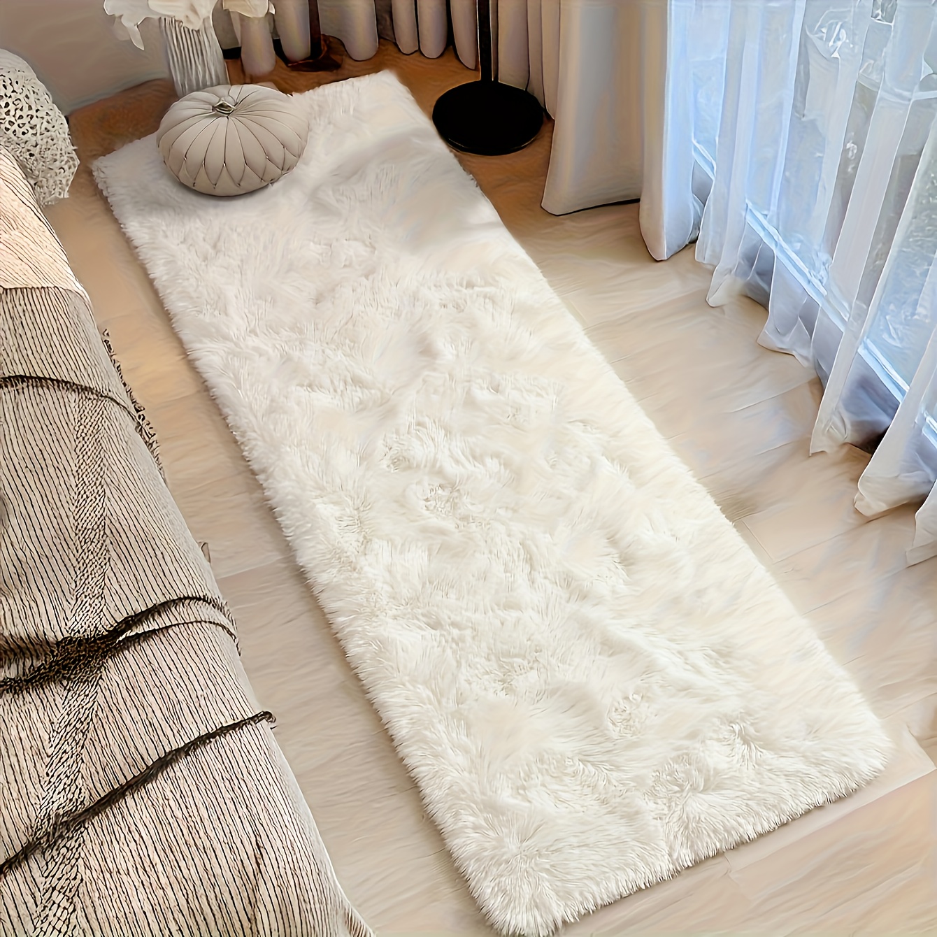 TEMU 1pc Luxury Plush Non-slip Area Rug - Soft, Fluffy Floor Mat, Suitable For Bedroom, Living Room, Dorm, Sofa, Outdoor Home Decor - Rectangular,