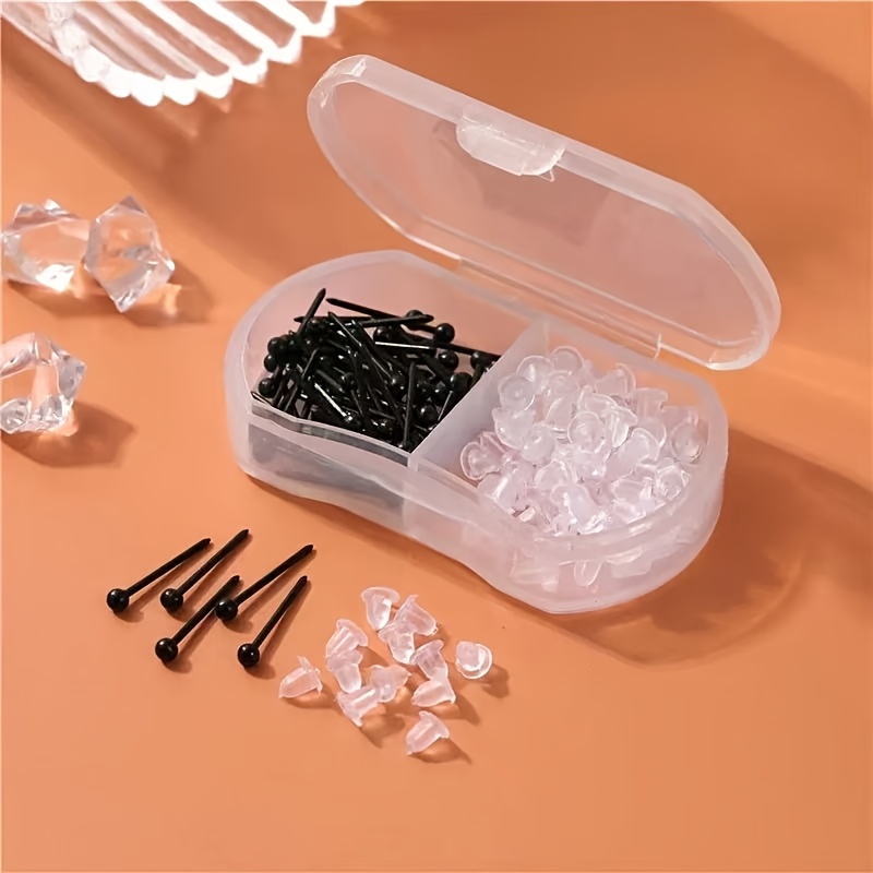 60 Resin Transparent Stud Earrings Set with Ear Plugs