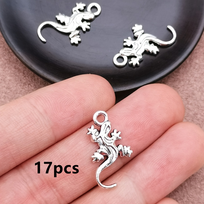 TEMU 17 piezas de colgantes de gecko, adiciones de joyería de estilo bohemio, pulsera, collar, adiciones de aretes para hacer joyas hechas a , 13*22