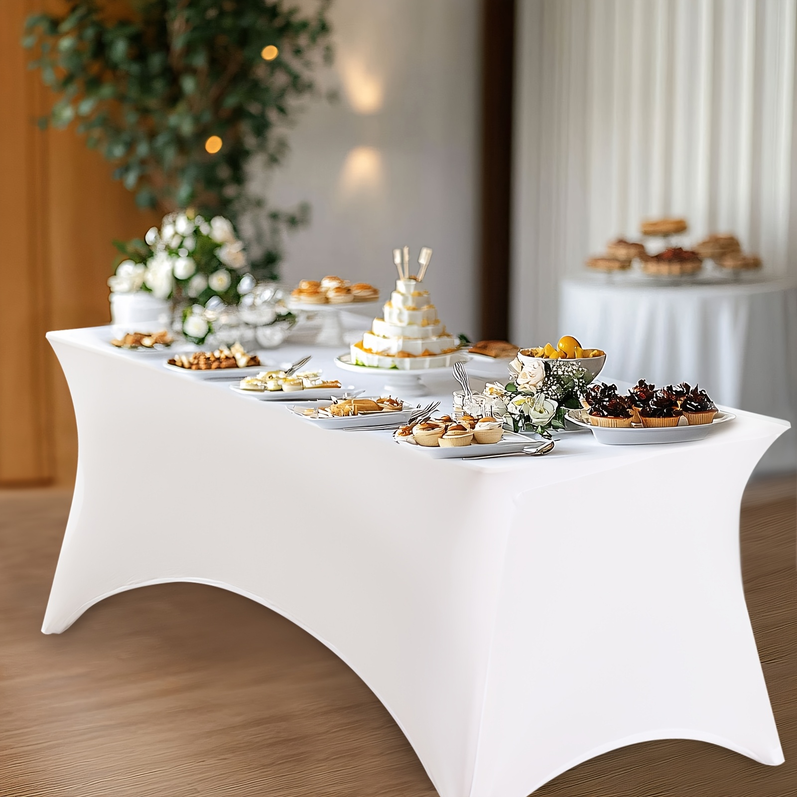 

Superlele Christmas 3 Pack White Table Cloth For 6 Foot Rectangle Tables, Rectangular Tablecloths Stretch Spandex Fitted Table Covers 6 Ft For Parties, Trade Shows, Banquet, Weddings, Buffet