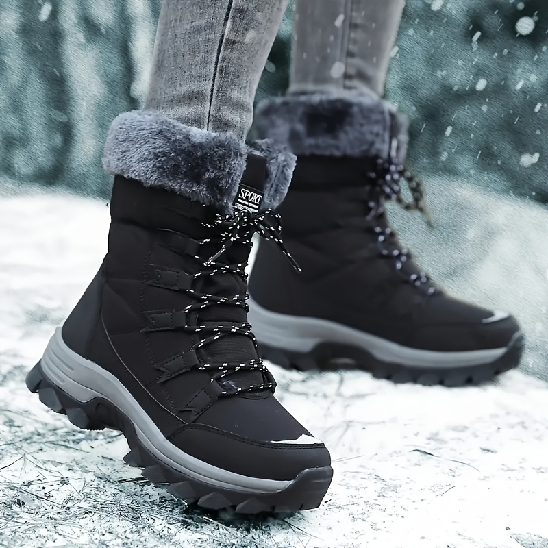 Adokoo Boots For Women Waterproof Fall Winter Ankle Boots Snow Black Combat Boots Lace Up Non Slip For Hiking Work US6 Black | Ankle & Bootie