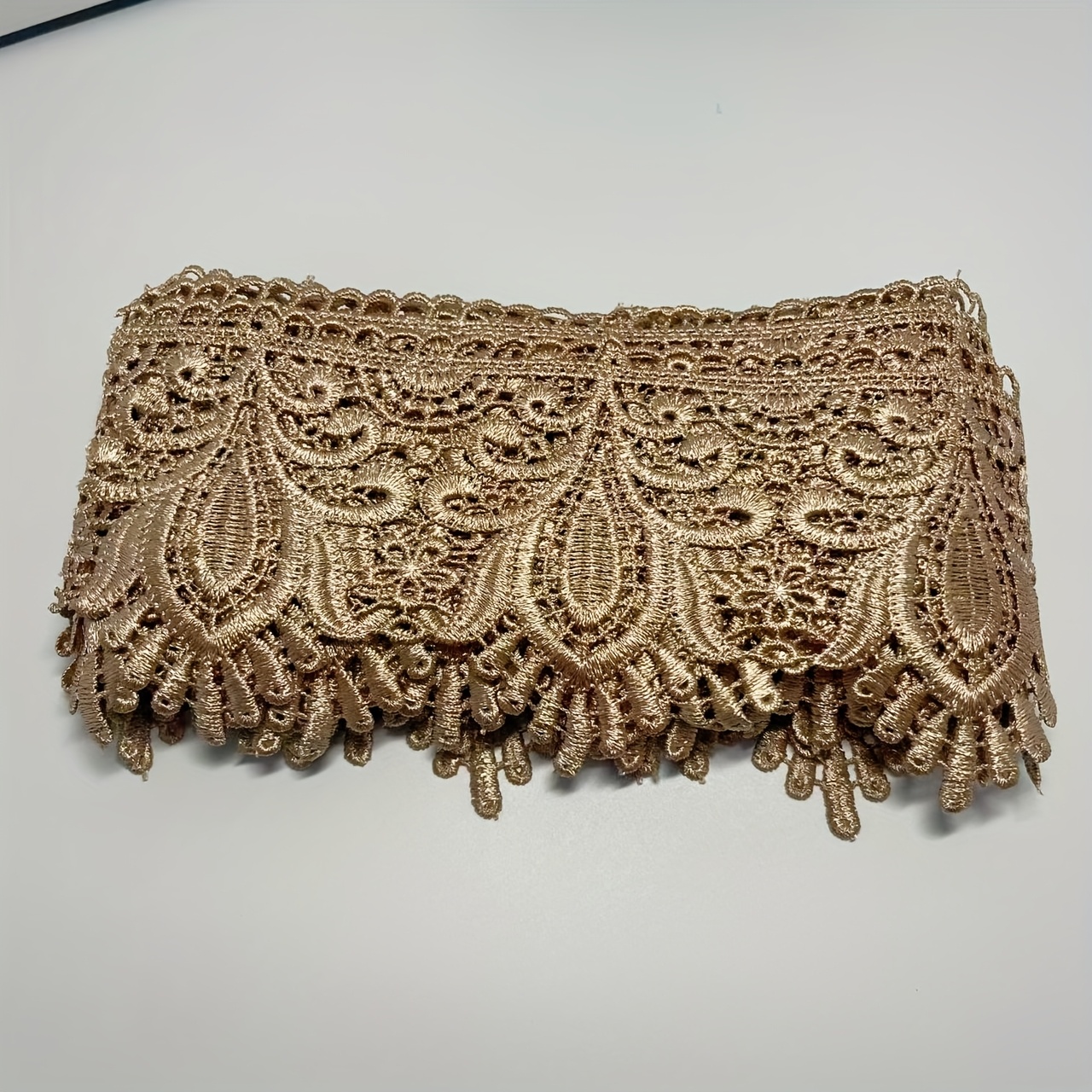 E-shop 1 Packung mit 5 Yards, elegante und vielseitige goldene Stickerei-Spitze, Sofakissen Kissen Bettrock Tischdecke Heimtextilien Zierkante, Vorhang