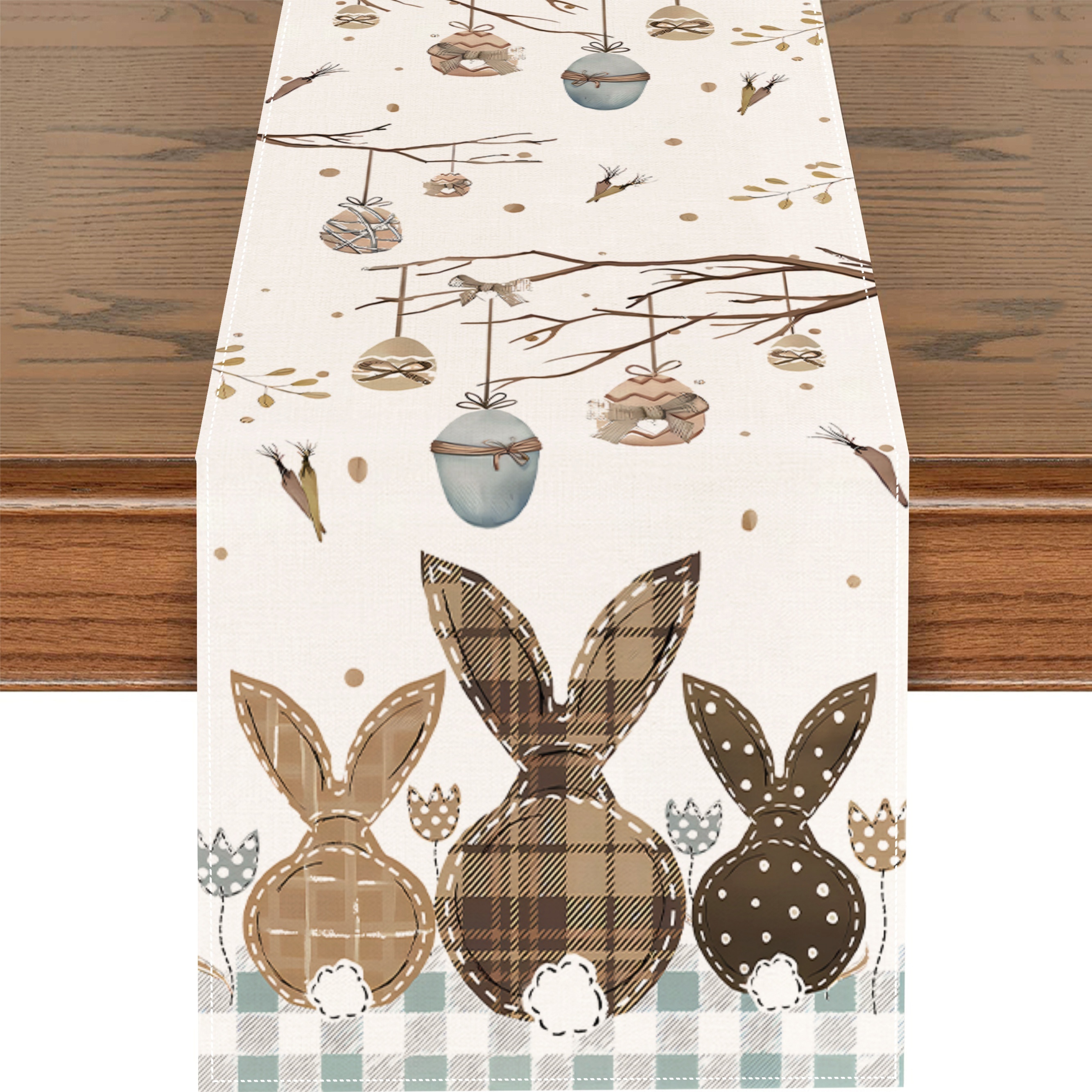 Table Runner Buffalo Plaid Bunny Rabbit Egg Carrot Easter - Temu Canada