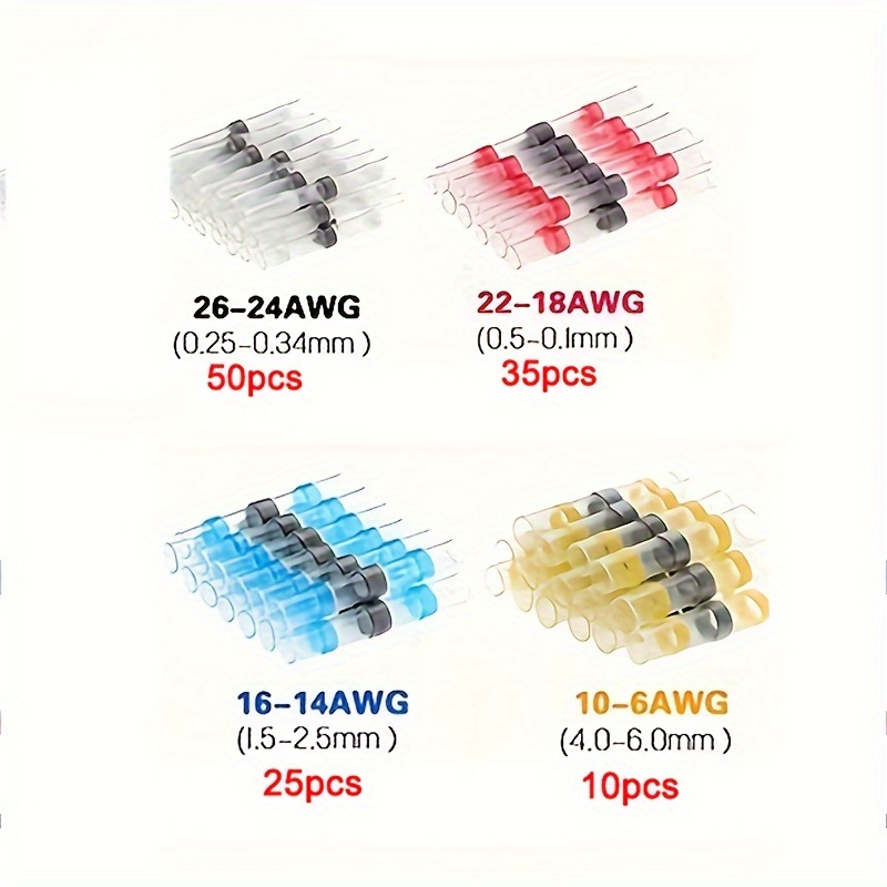 120pcs/bag 4 Sizes Solder Seal Heat Shrink Wire Connectors Terminal Electrical With A Soldering Sleeve Heat Shrink Tubing Connector