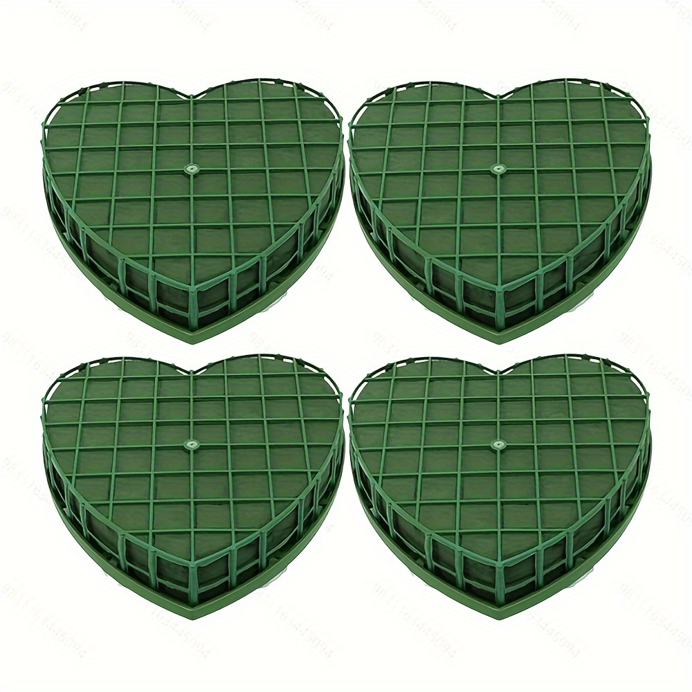 1/2/4pcs Heart-shape Foam Blocks Green Flower Shaped Floral Bricks Artificial Floral Mud With Suction Cup