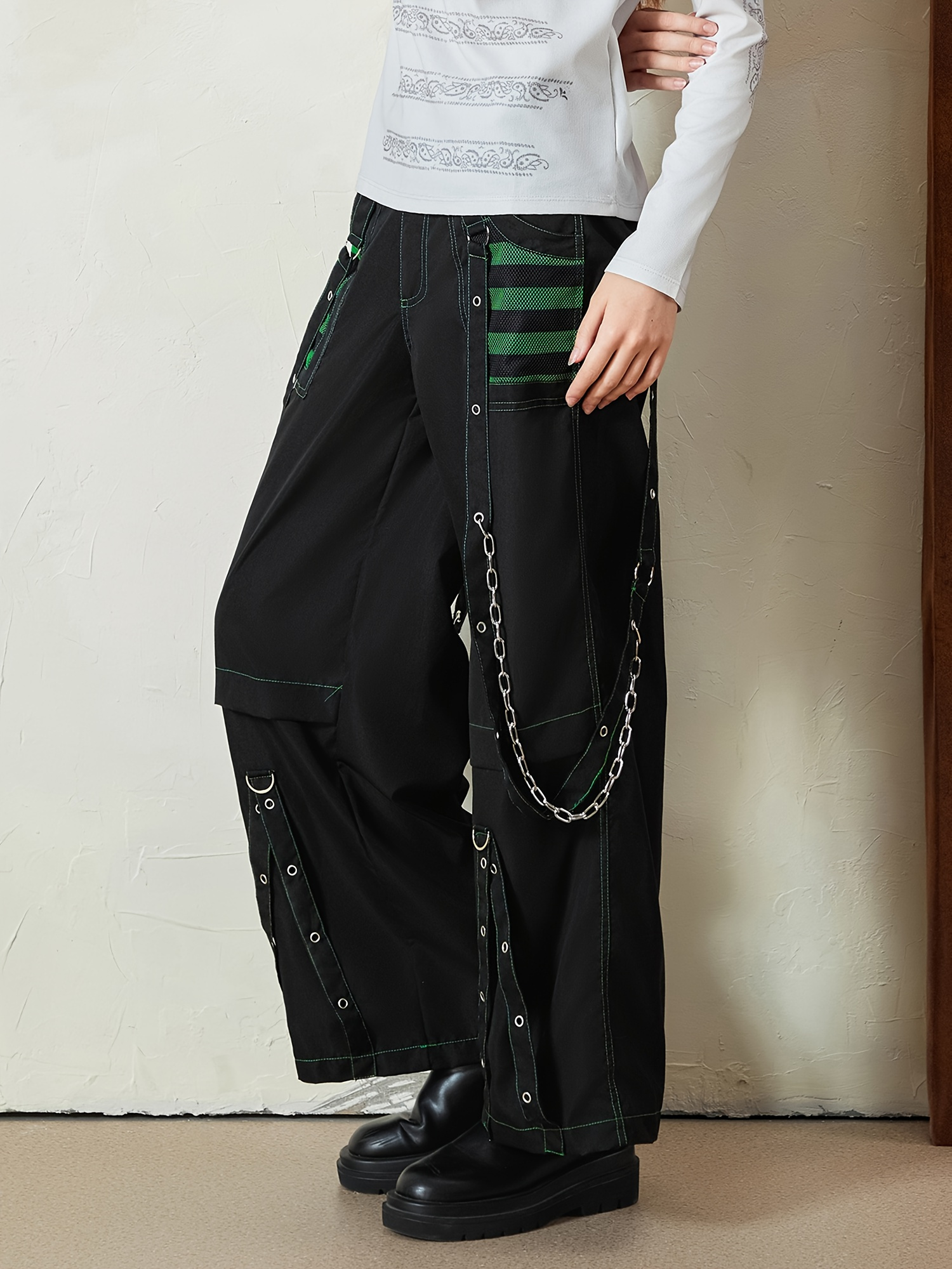 【BAON】Leldy Banding Waist Strap Slit Cotton Cargo Pants Cody Baggy Cargo Pant
