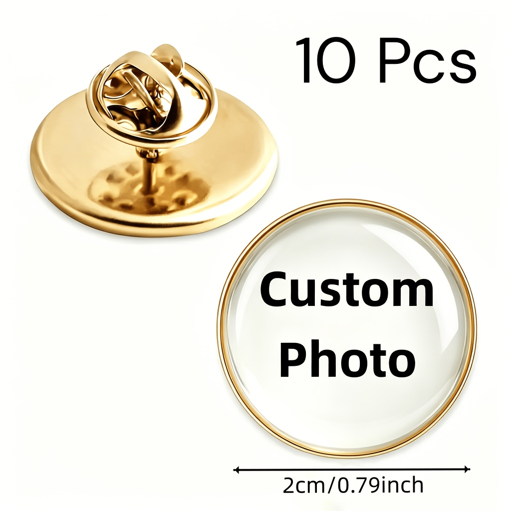 TEMU Custom Lapel Pins Set 1/5/10 Pack - Personalized Glass Dome Badges, Ideal For Party Favors, Corporate Event Gifts, Trade Show Giveaways &