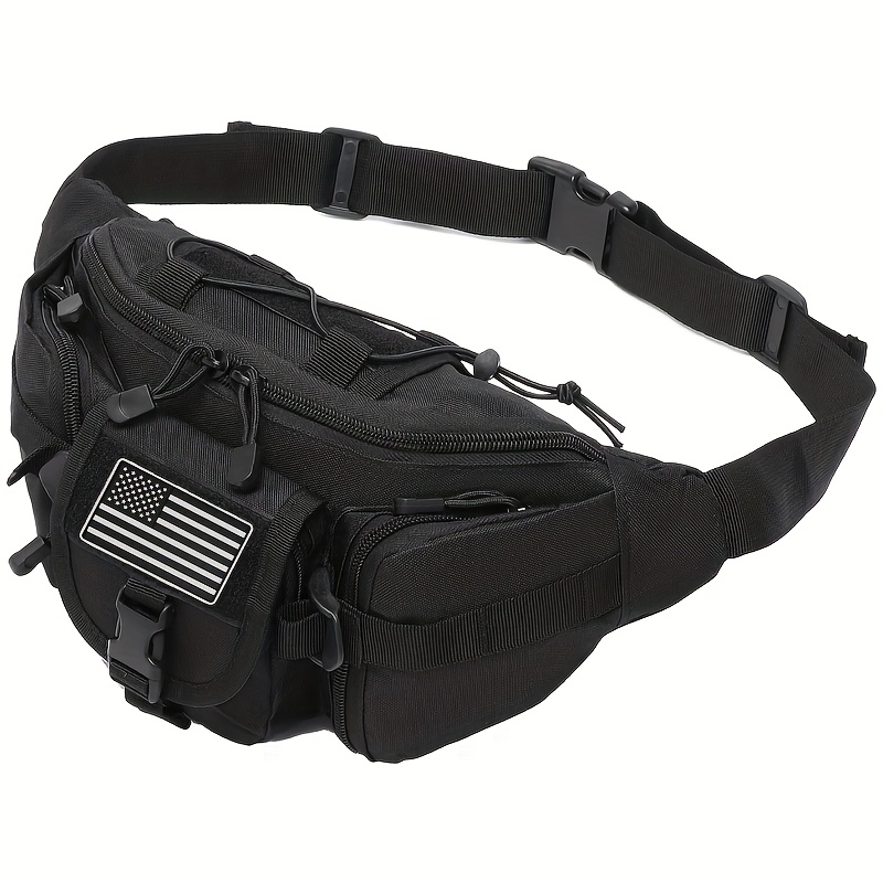 Image of Men's Sports Fanny Pack Waist Bag Hip Belt Outdoor Hiking Fishing Bumbag With Patch