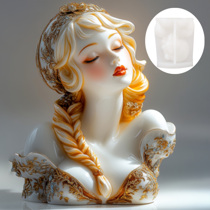 

1pc Princess Girl Aromatherapy Candle Silicone Mold, 3d Texture Diy Craft Epoxy Resin Mould For Clay Home Decor, Unique Item Shape Design