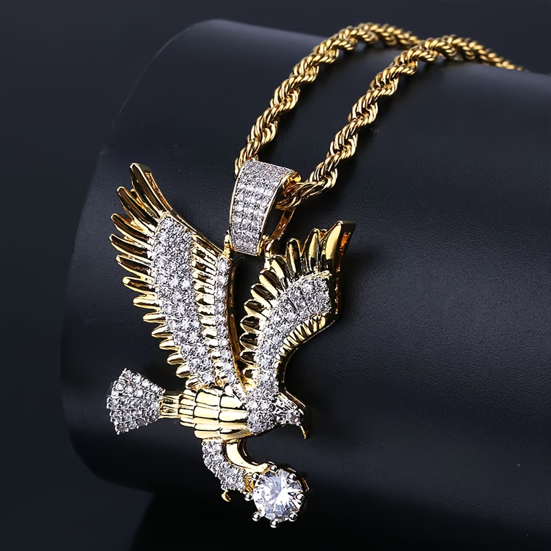 Men's Animal Eagle Pendant Necklace with Synthetic Cubic Zirconia