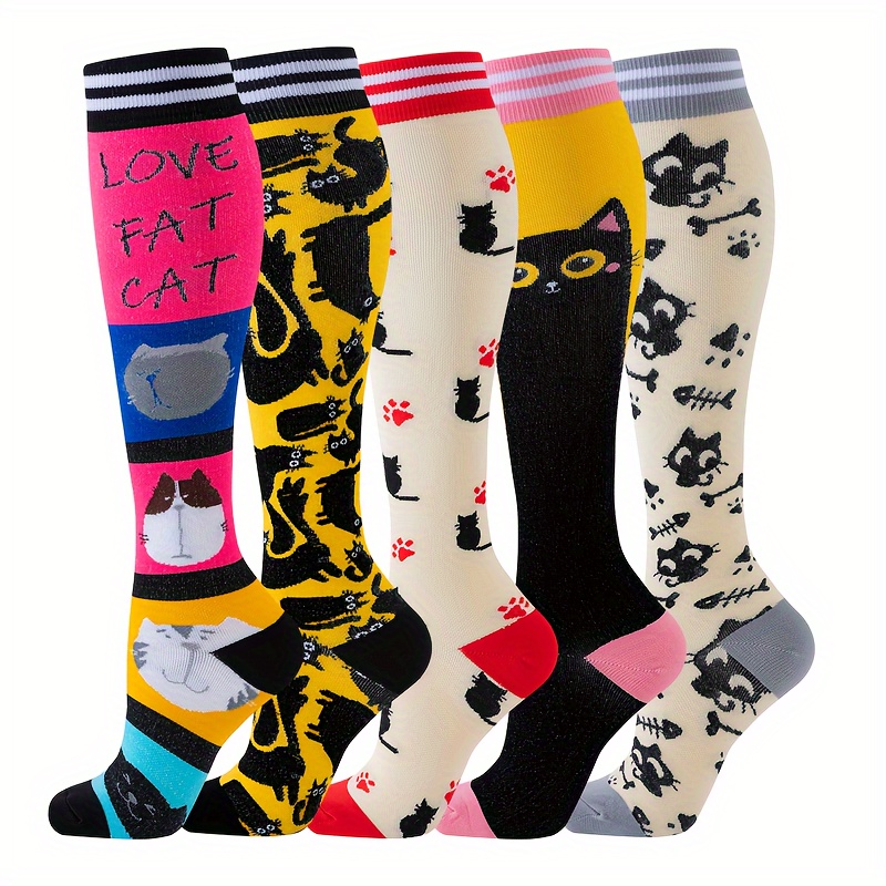 5 Pairs Of Combination Sports Compression Socks, Outdoor Running Socks, Elastic Socks, Leg-shaping Socks, Compression Stockings, Yoga Socks