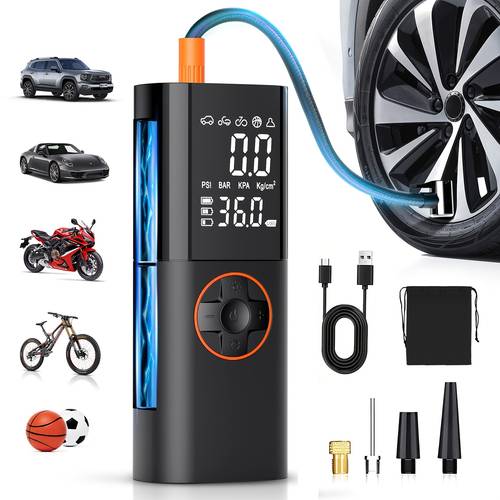 portable tire inflator 150psi cordless air compressor with digital gauge led light usb rechargeable fast inflation for cars bikes motorcycles sports equipment air compressor for car tires