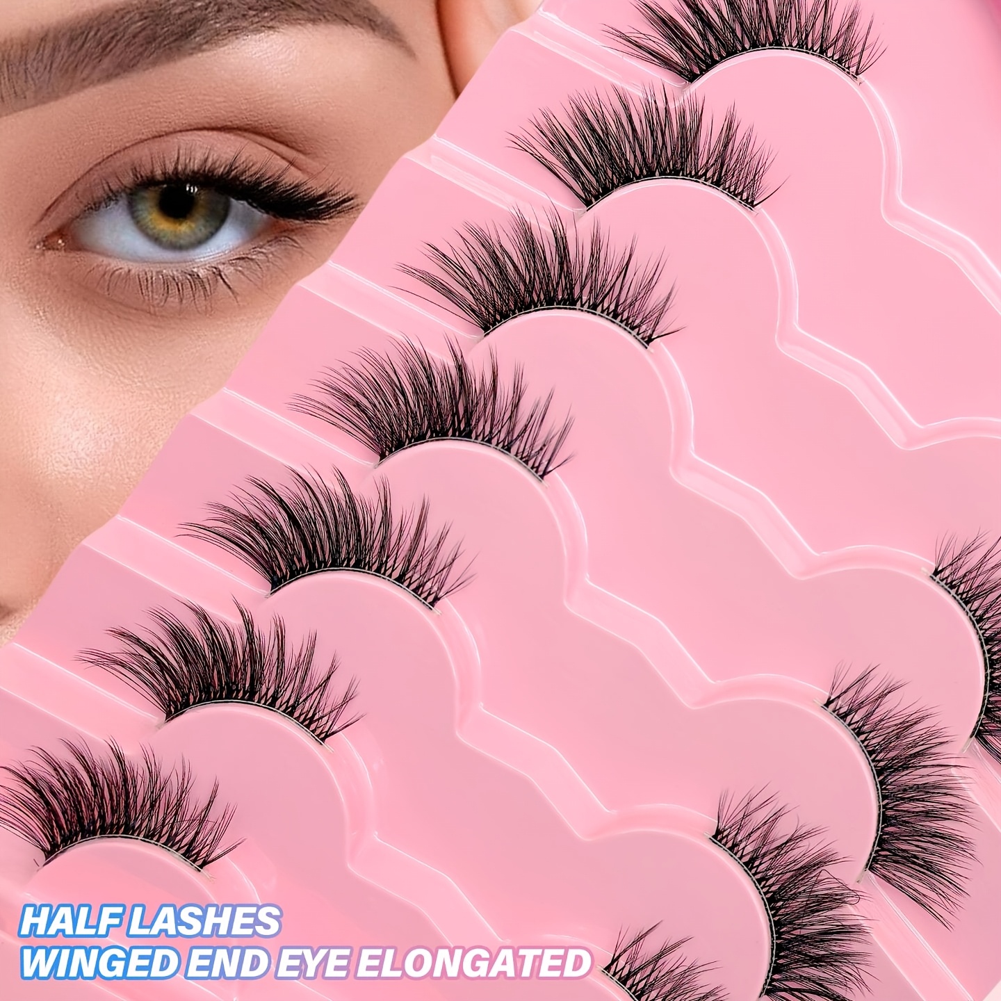 Solepest 7 Pairs Of Natural Half-eye False Eyelashes, Featuring 3-10mm C Styles For Fox Eye And Cat . Are Soft, Lightweight, Beginner-friendly, Easy To Apply, And