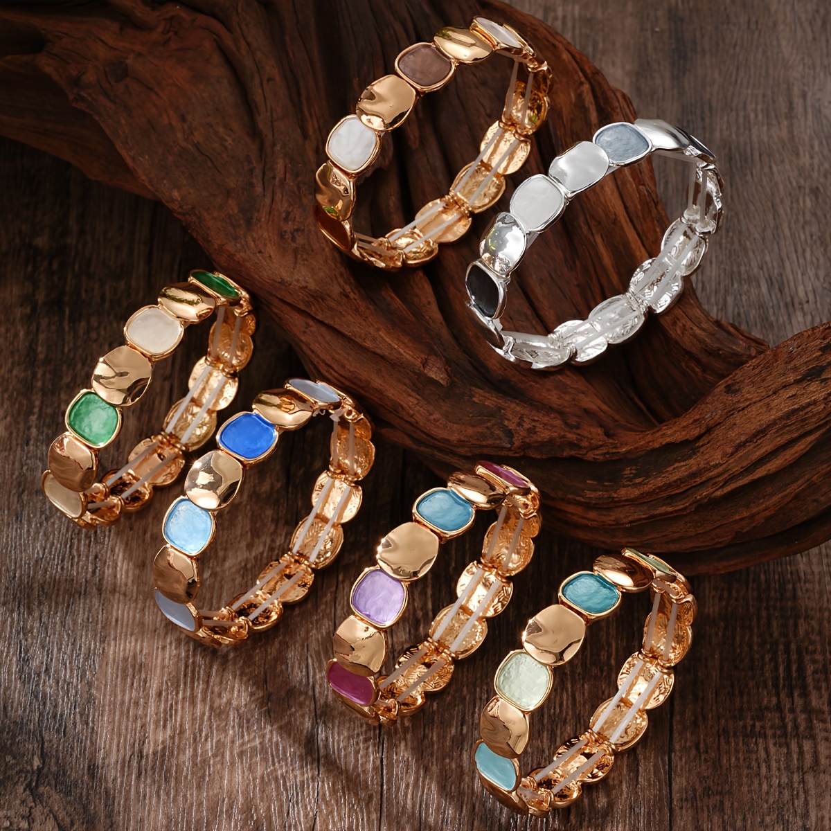 Vintage Geometric Square Bangle Bracelet for Women