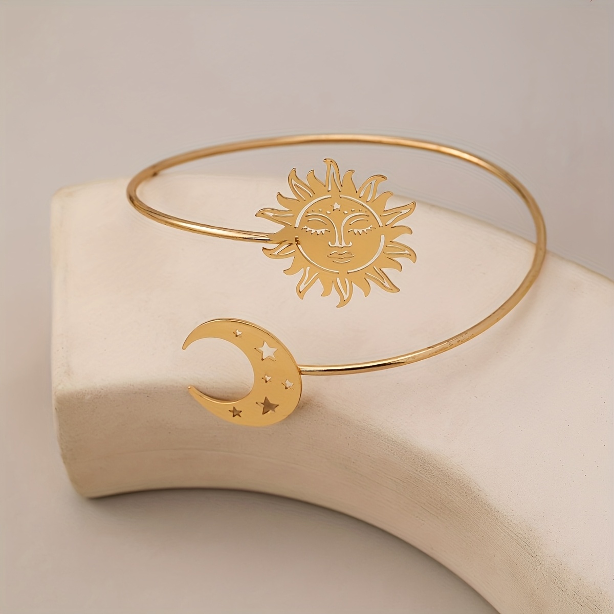 New Retro Minimalist Sun And Moon Relative Design Arm Ring, Fashionable Temperament Niche All-match
