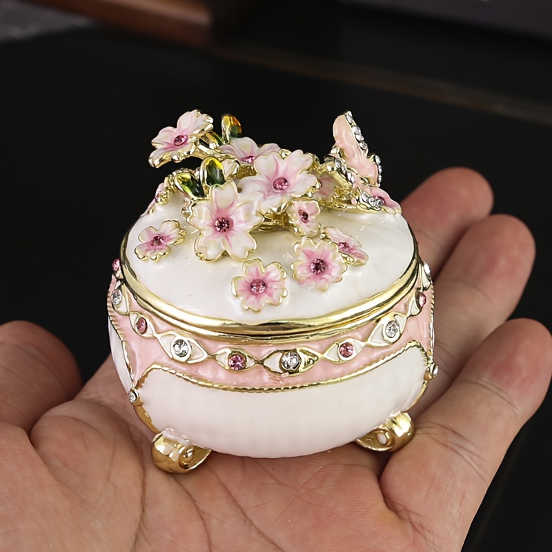 

Blossom Jewelry Box - Organizer , Metal , Enamel , , For , , Necklaces - Includes Miniature Figurine