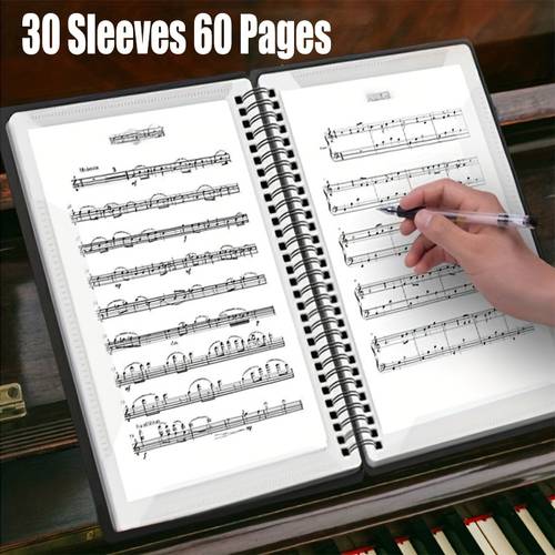for sheet music 5 x 11 in sheet music holder 30 sleeves 60 pages spiral sheet music binder organizer sheet music storage