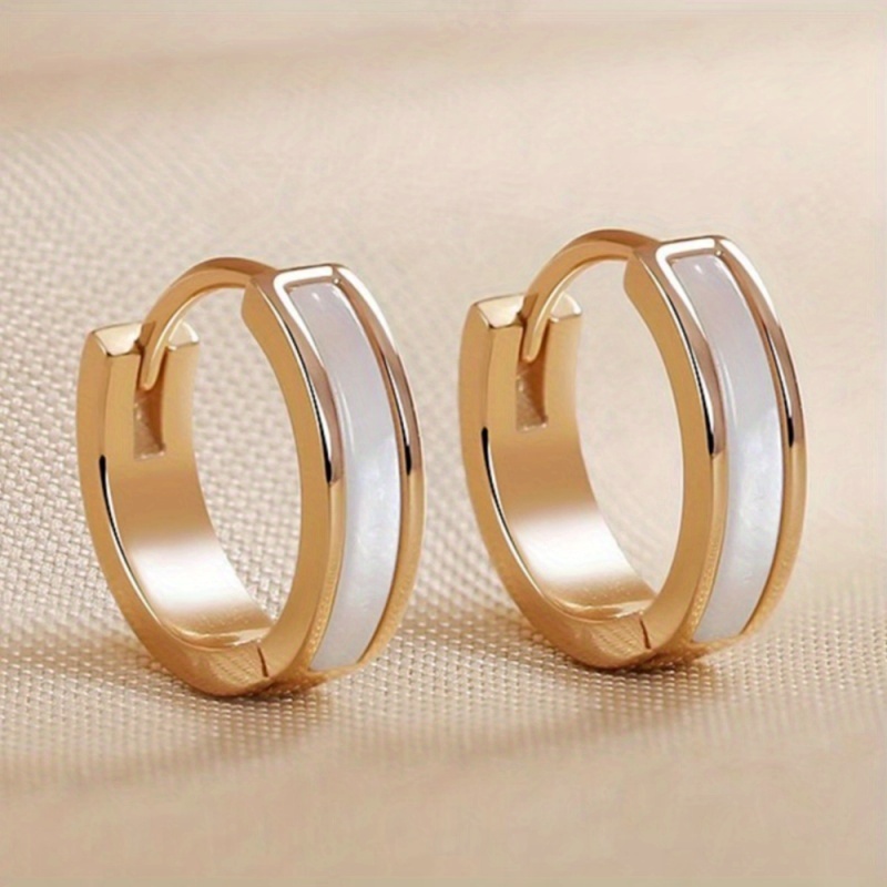 E-shop Damenschmuck - Elegante Minimalistische Kreisohrringe in Goldoptik (KC vergoldet), Alltags- und Party-Schmuck, Langlebige Ohrringe für Frauen,