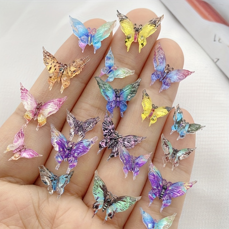

30pcs Mixed Resin Colorful Mini Cute Glitter Crystal Butterfly Nail Art Flat Back Rhinestone Applique Decor Diy Wedding Scrapbook Accessories Crafts