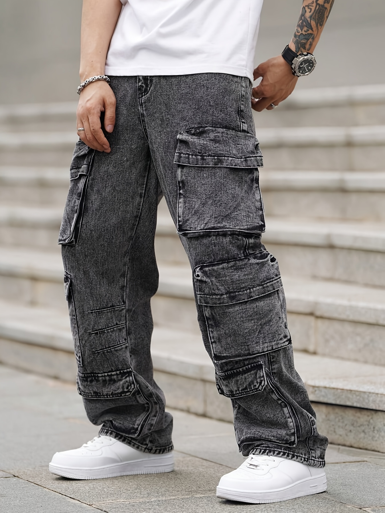 JULIUS 10.5oz Stretch Denim Trousers For Male （ACID GRAY