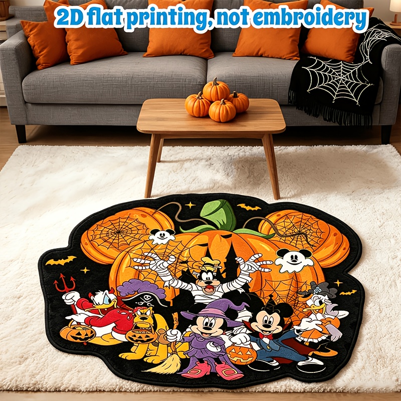 TEMU 1pc, Mickey Mouse Festive Happy Halloween Mat For Entrance Door, Irregular Shaped Carpet, , Suitable For Living Room, Bedroom, Kitchen, Bathroom