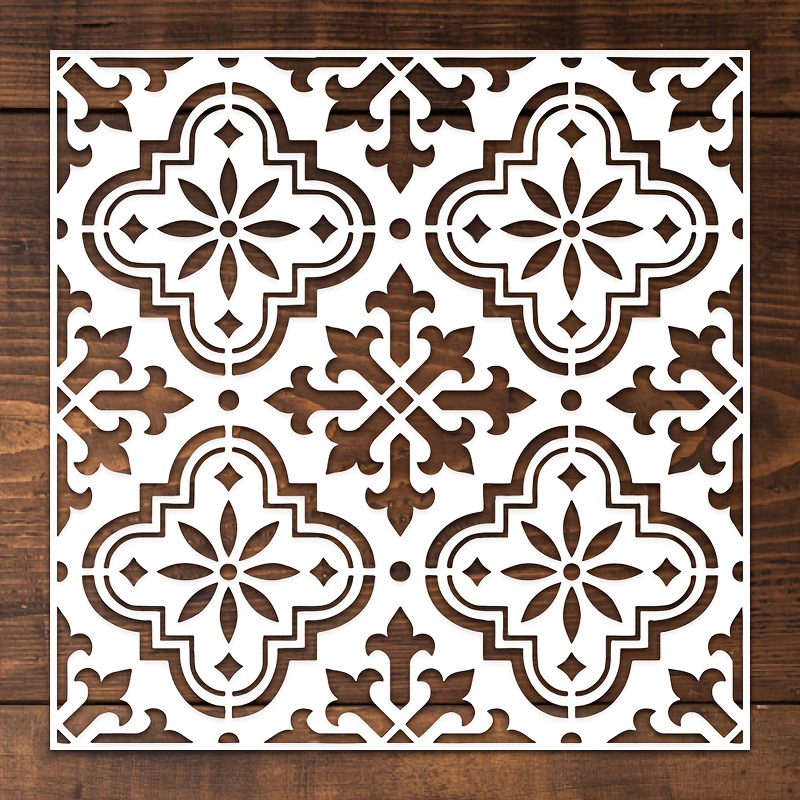 TEMU A Reusable Vintage-style Scandinavian Texture Painting Stencil, Measuring 11.8x11.8 Inches. Made From Easy-to- Material, Perfect For Crafts In