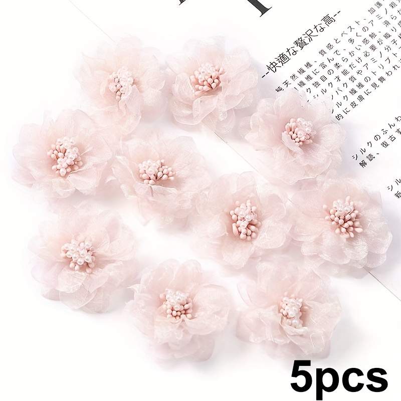 TEMU Set Of 5pcs Of Decorative Artificial Flowers For Projects, Available In , Sewing, Crafts, Artwork, , And Embellishing Clothing, Hats, And Bags