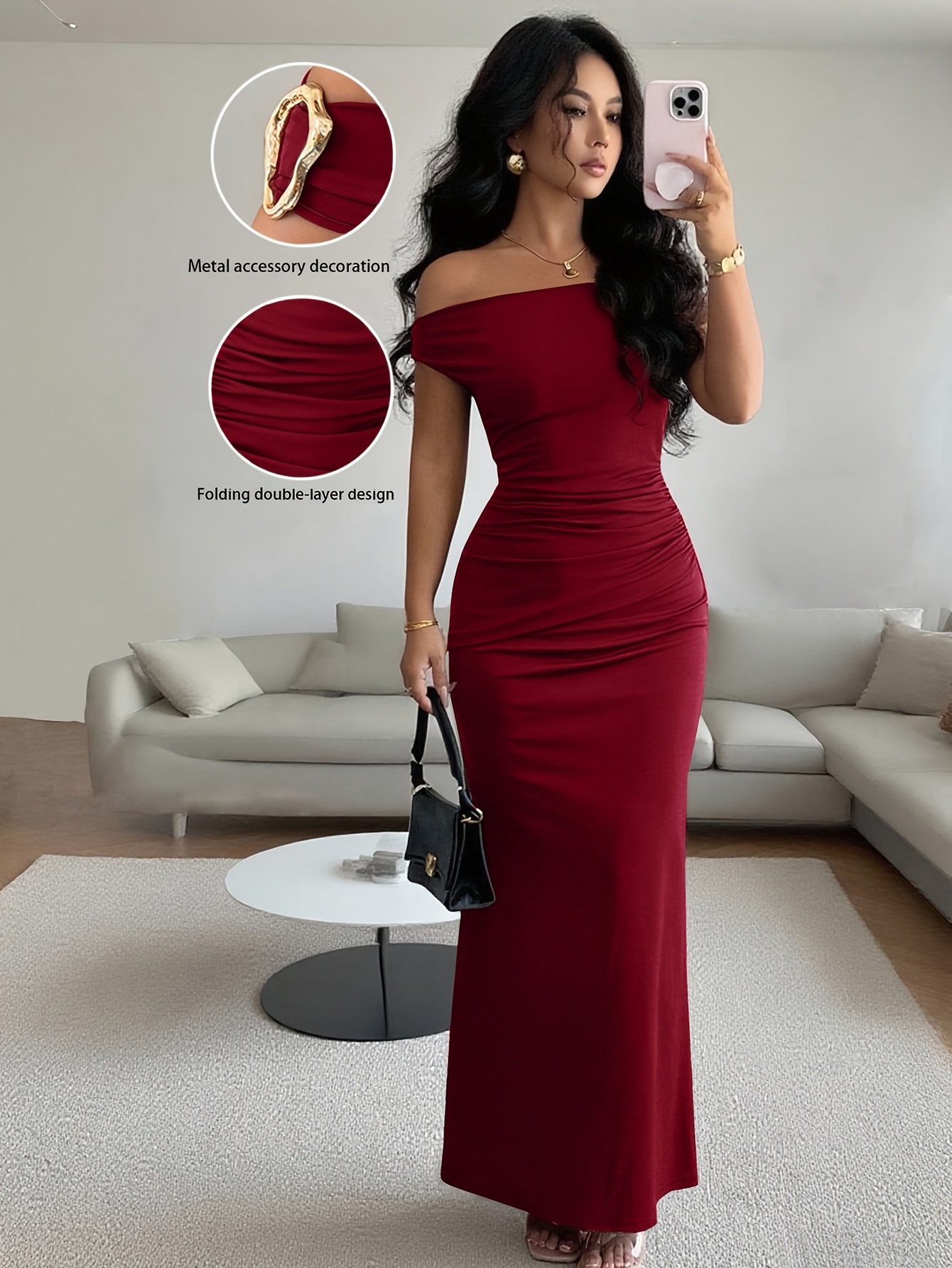 elegant shoulder fit flare womens party dress ll168 - Temu Oman