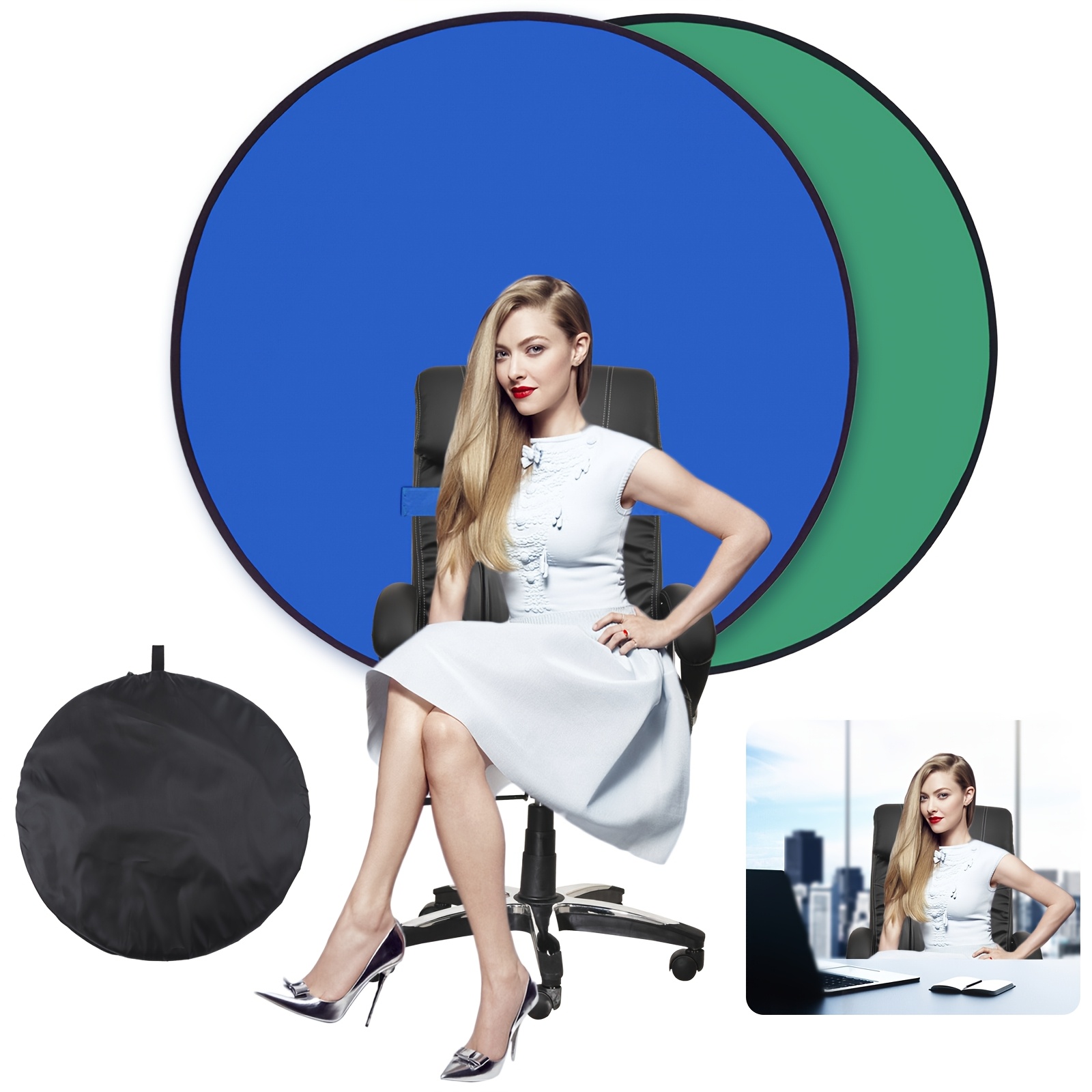 TEMU Double Sided Green Screen & , 2in 1 Collapsible Green Background, Reversible Background For Streaming Gaming Zoom Video Chat, Live Streaming And