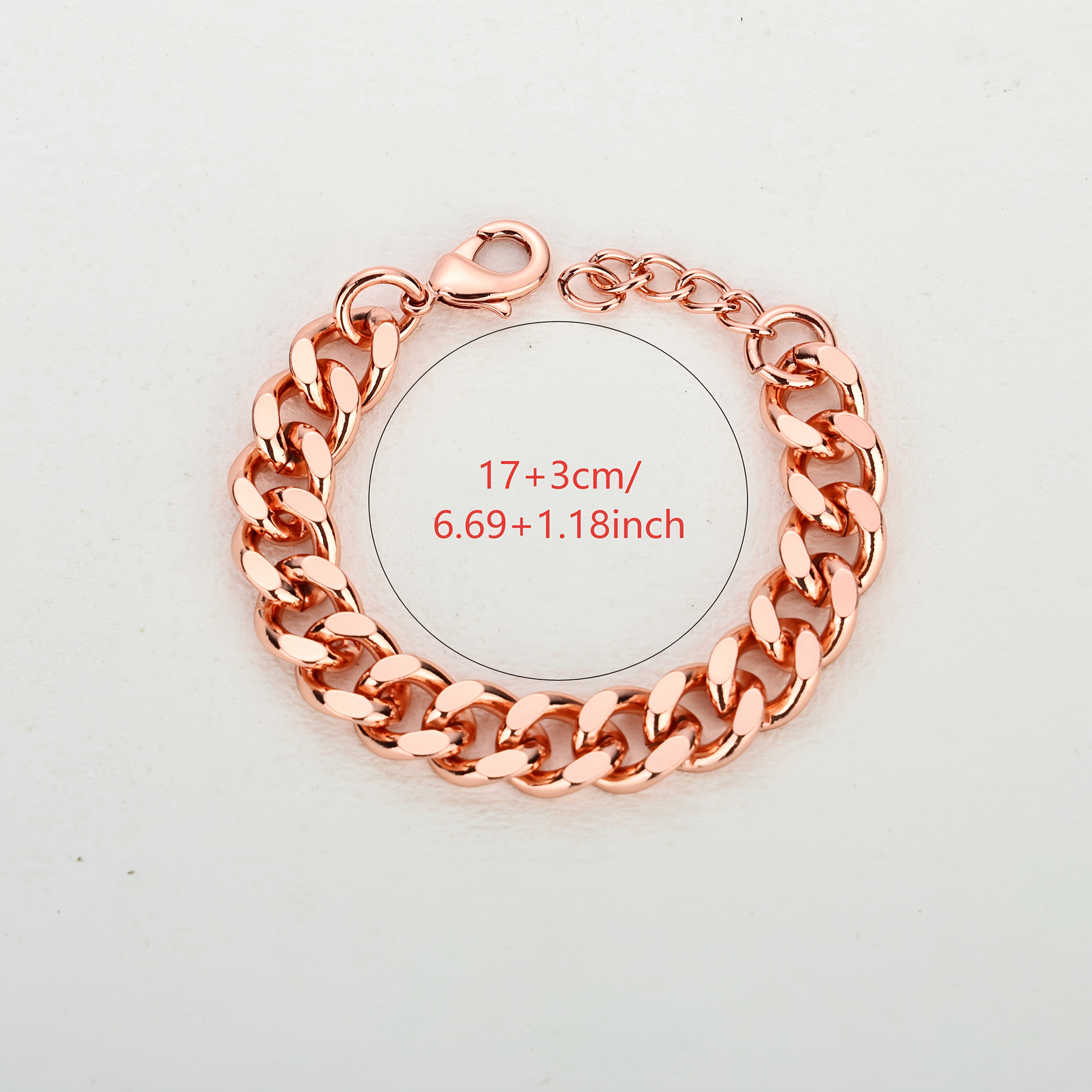 Image of Bracelet Made Of Copper With A Cuban , In Widths Of 5mm, 7mm, 9mm, And 12mm, And Thicknesses Of 0.20", 0.28", 0.35", And 0.47". It Features An Plating And Is Suitable For Men And Women