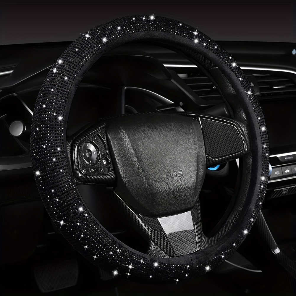 

Luxurious Steering Wheel Cover With Sparkling Rhinestones - 15" Fit, Full Coverage For Women