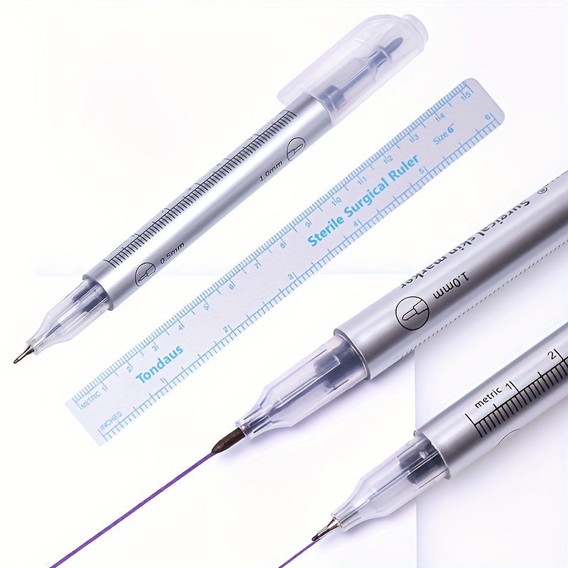 

1pc Tattoo Hand- Marker Pen, Embroidered Drawing Positioning Marker Pen, Purple, Double-headed Marker Pen