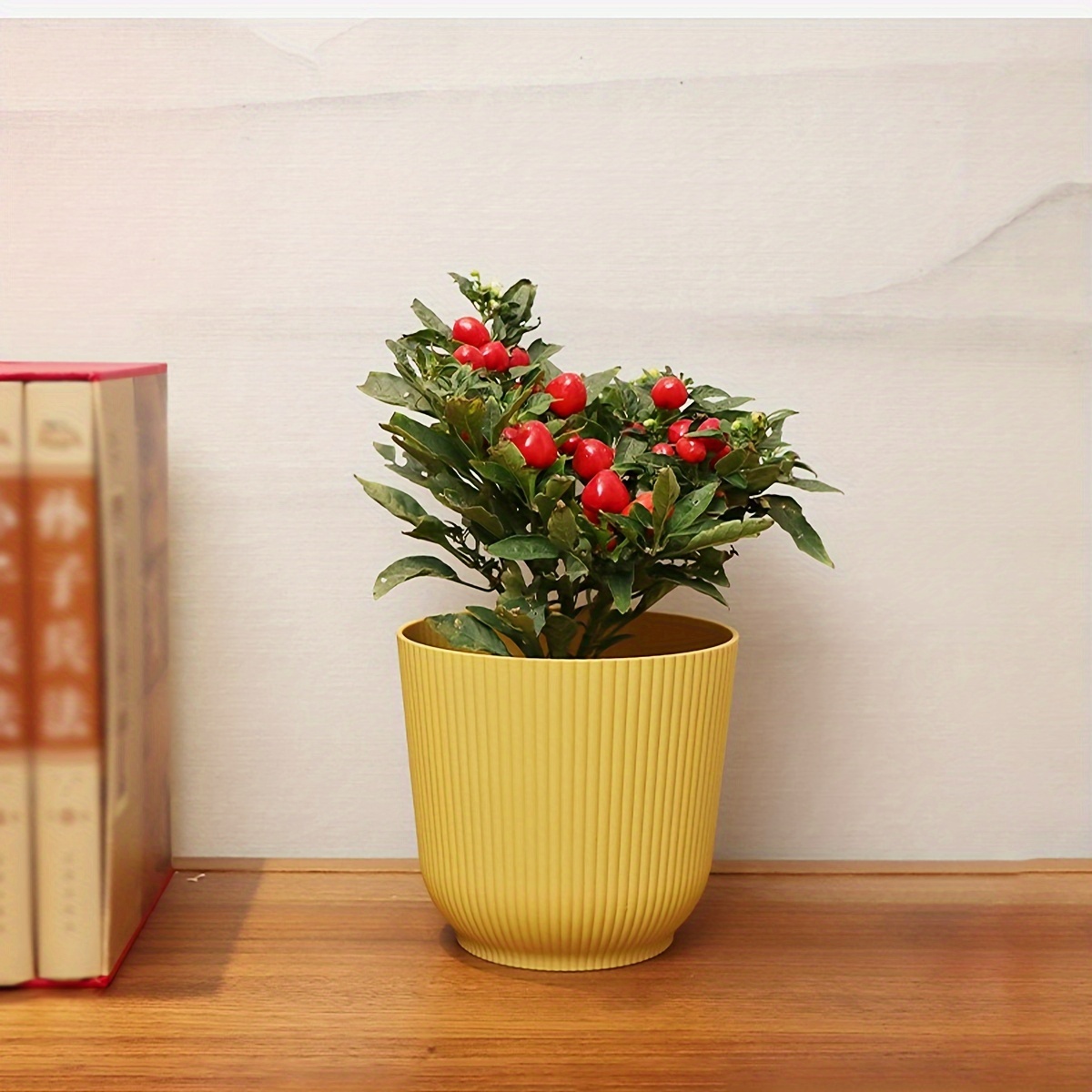 Image of 1pc Nordic Flower Pot Round Large Diameter Thickened Easy Succulent Orchid Ivy Green Plant Decorative Pot Easy Indoor Gardening Gift Home Decor