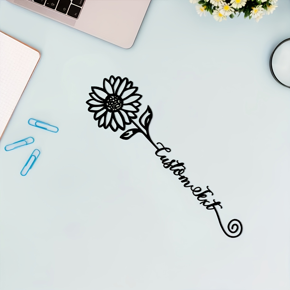 TEMU 1 Customized Metal Daisy Bookmark With A Personalized Name - A Unique Gift For Teacher Appreciation, Back-to- And Book Lovers, Wrought Iron