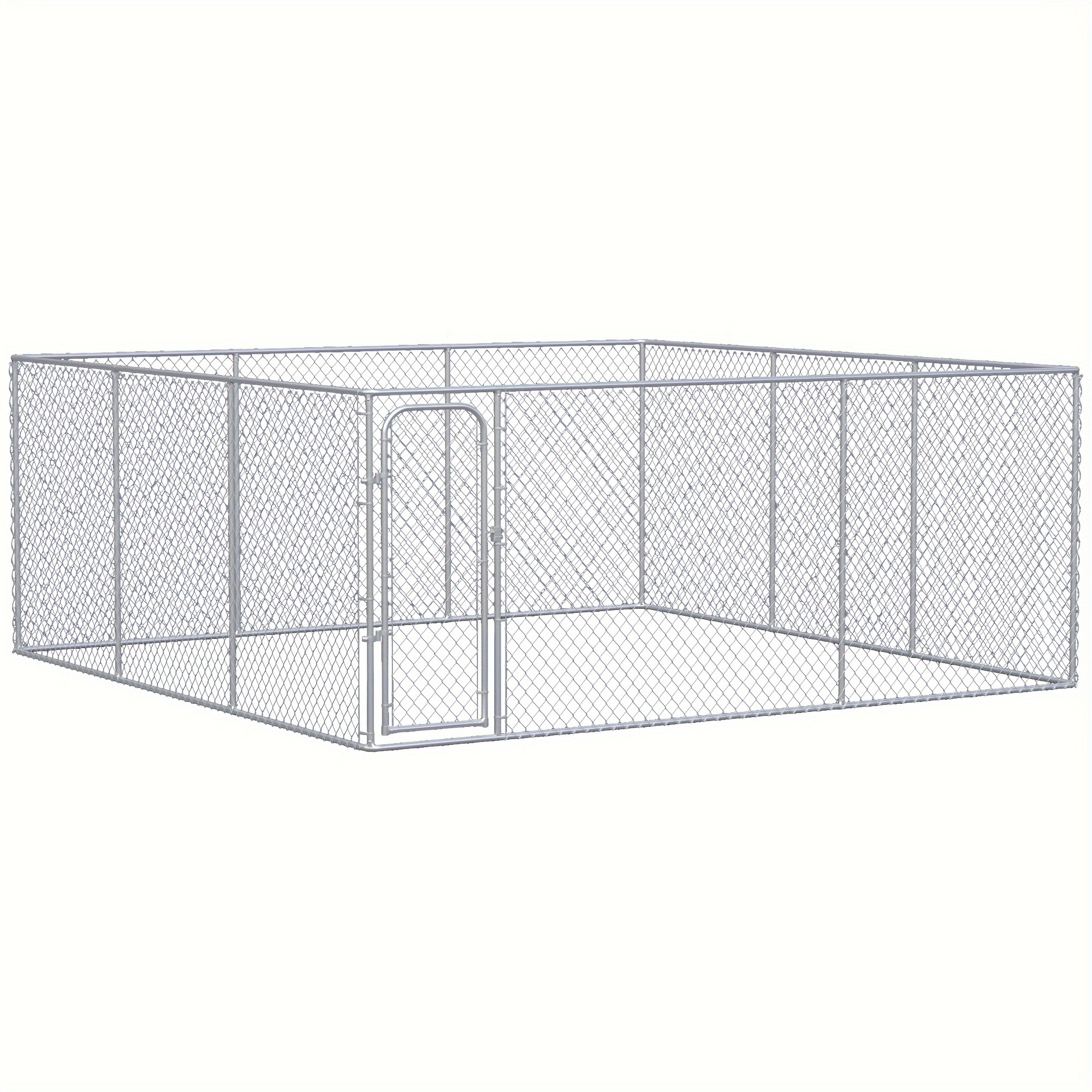 TEMU Pawhut Large Dog Kennel Outside, Heavy Duty Dog Cage, Outdoor Fence With Galvanized Chain Link, Lock, 15.1' X 15.1' X 6