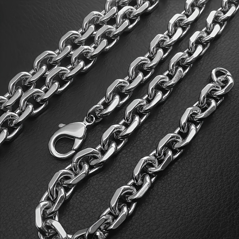TEMU Collier à chaîne unisexe élégant et décontracté en acier inoxydable, idéal pour les fêtes, les vacances, en solo et comme accessoire de