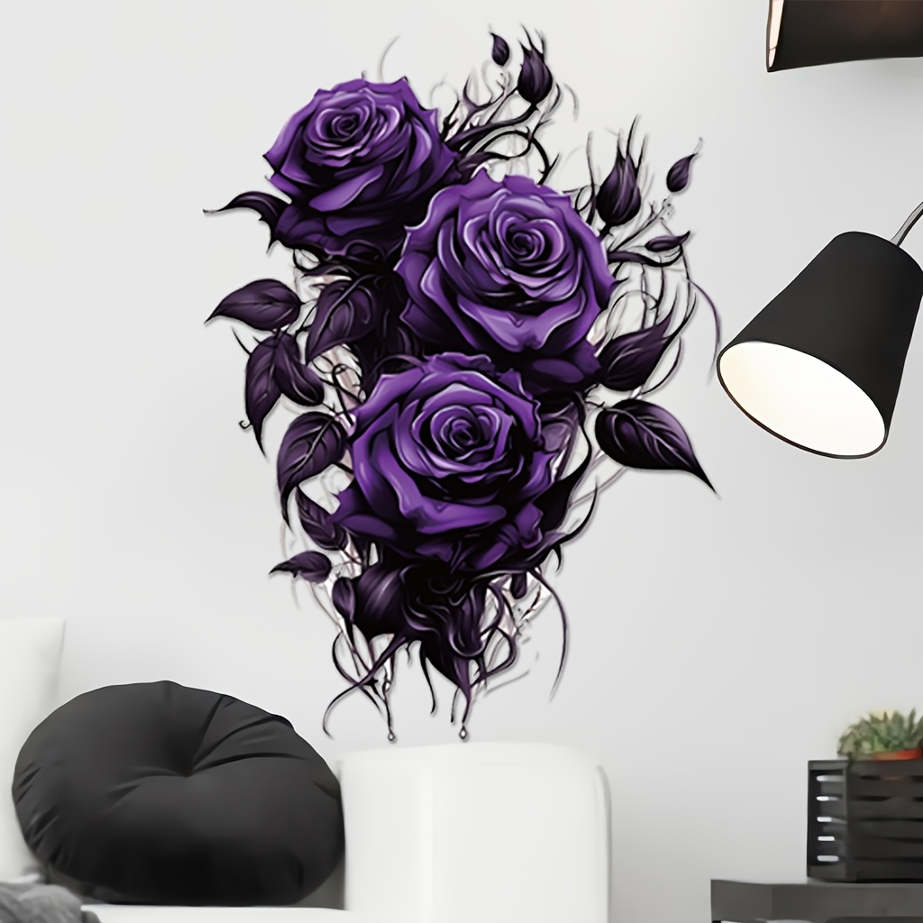 

1pc Rose Wall Sticker Suitable For Living Room, Bedroom, Study Room And Glass