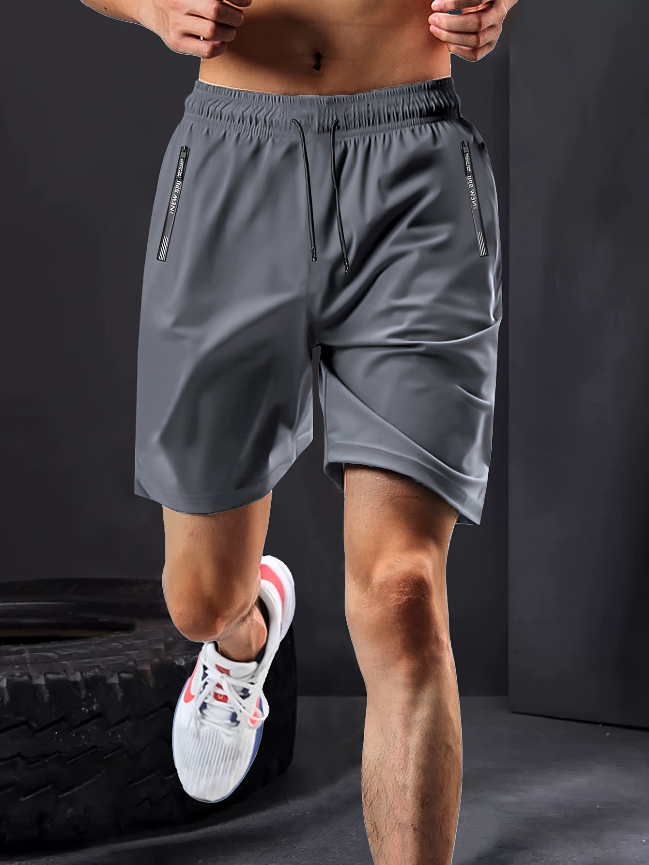 men's casual sports shorts made elastic fabric - Temu - Color : Khaki Style 1 - Size : L
