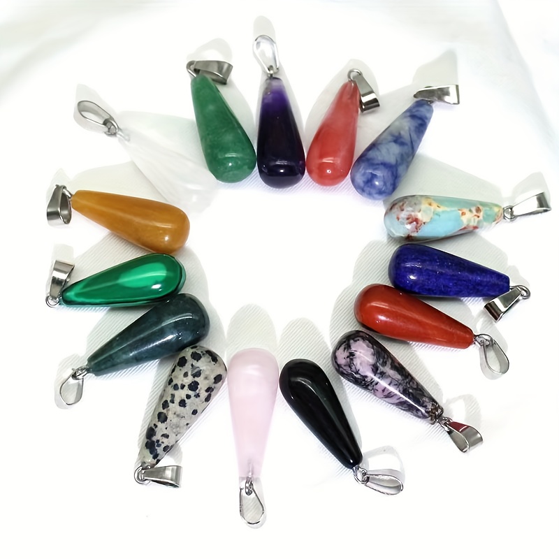 10pcs Natural Stone Long Teardrop Pendants for Jewellery