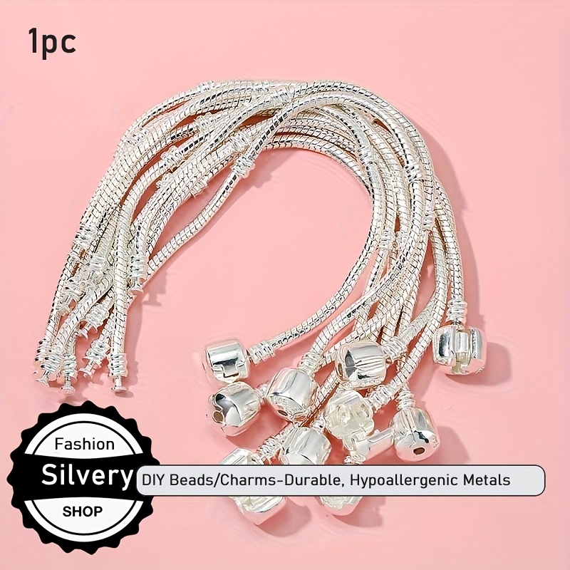 TEMU 1pc Not-allergic Silvery Bracelets, 3mm Chain Used For Diy Charms/beads, Fashion Diy Making Pendant Gift Jewelry