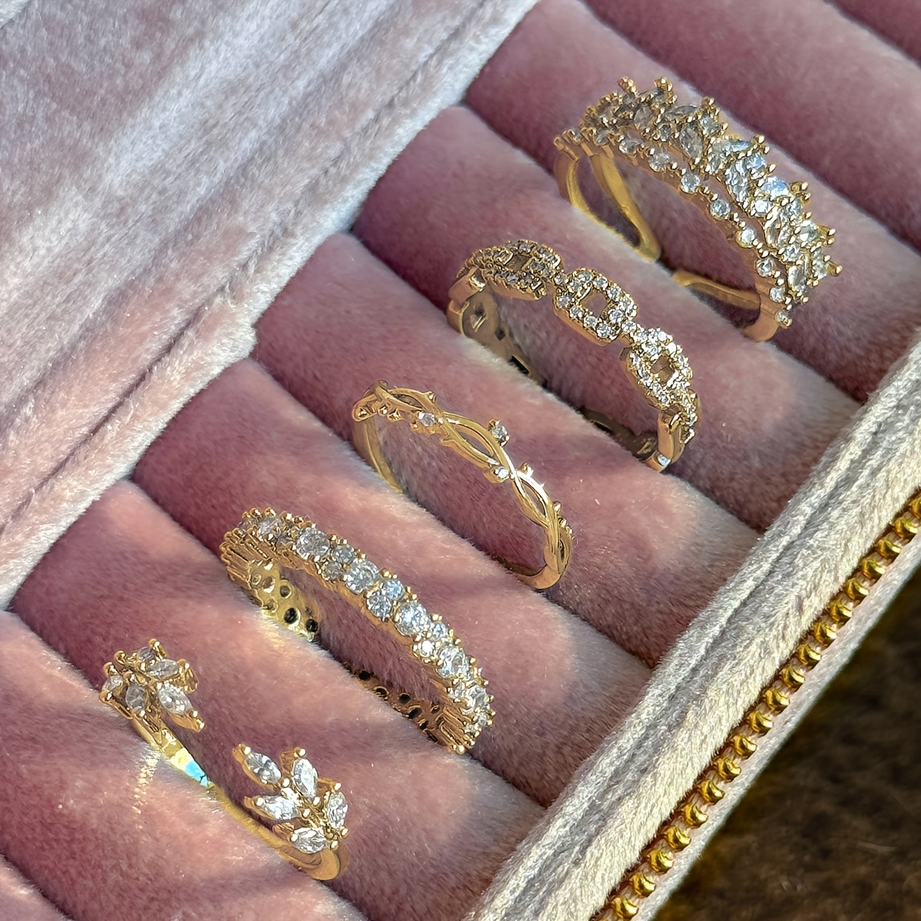 TEMU Ensemble de 5 pièces Bague ouverte pour femme, style et élégant, cube géométrique en , tendance et polyvalente (boîte cadeau non incluse)