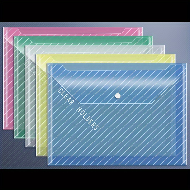10pcs transparent file bags in assorted colors durable pp material   with clear holders label ideal for document file organization