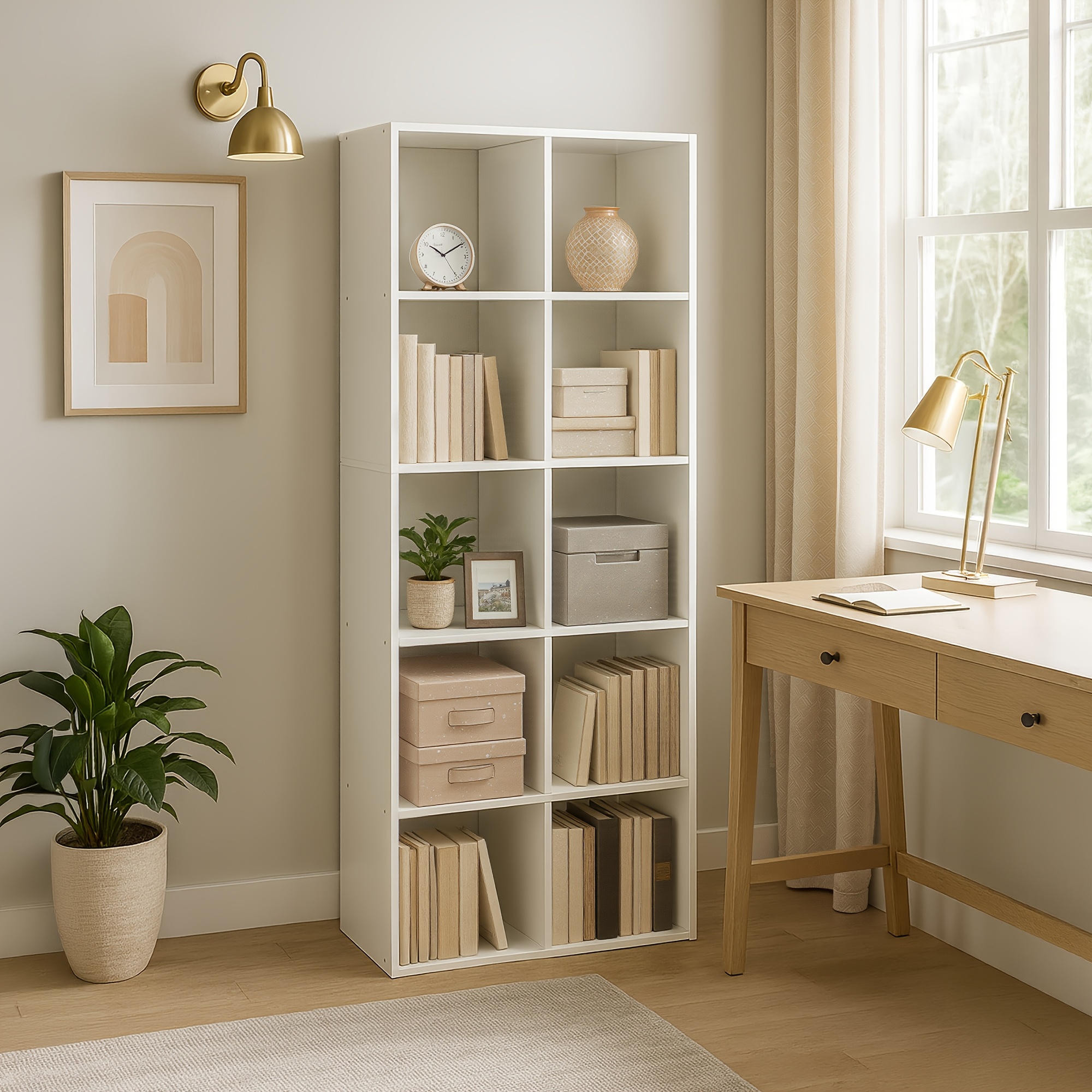 TEMU Étagère à 10 cubes, polyvalente pour salon, bureau, chambre, Blanc