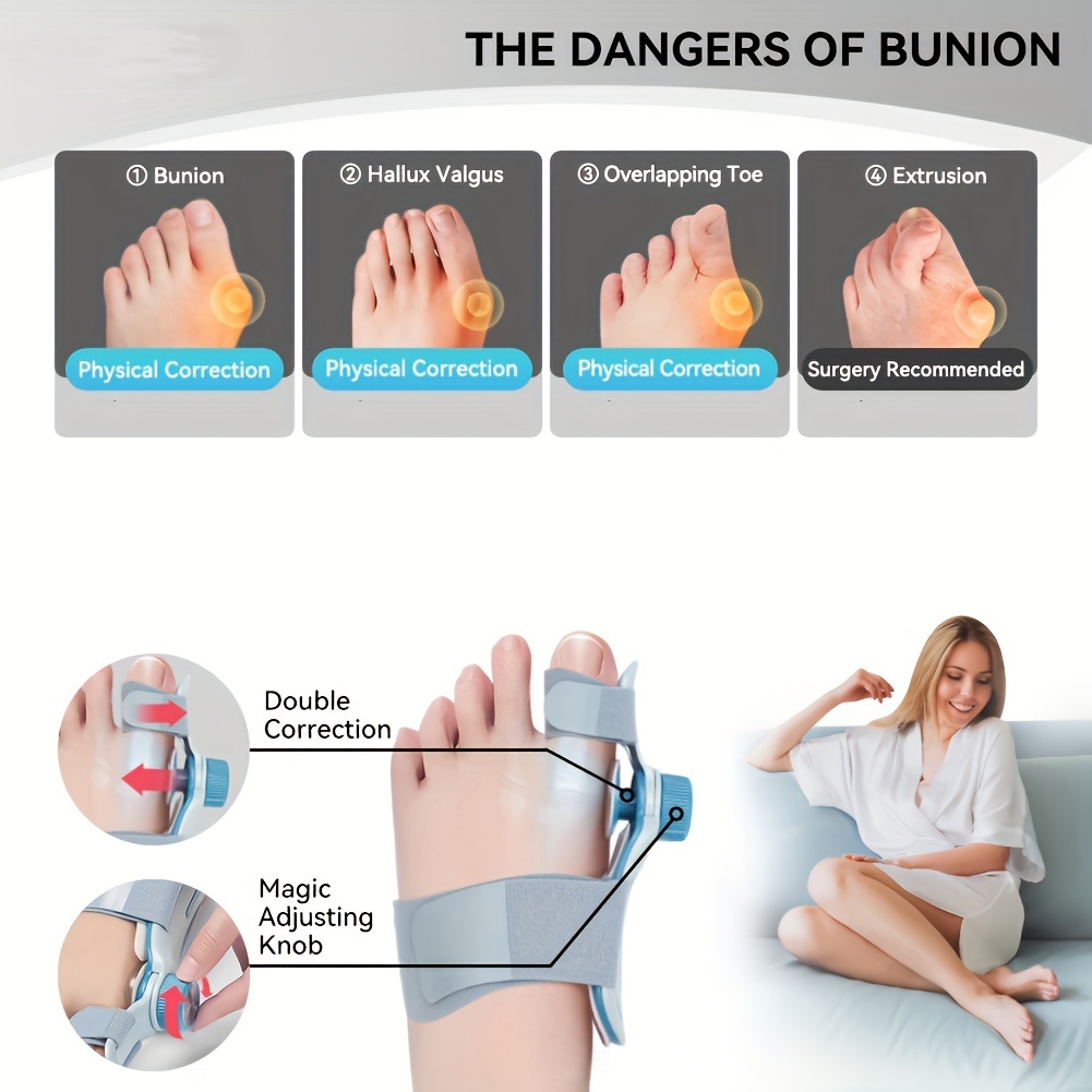 2pcs Adjustable Corrector for Men & Women - Toe Straightener with Anti-Slip Heel Strap, Silicone Pad, and 3 Splint Settings (0°, 7.5°, 15°) for Left & Right Feet