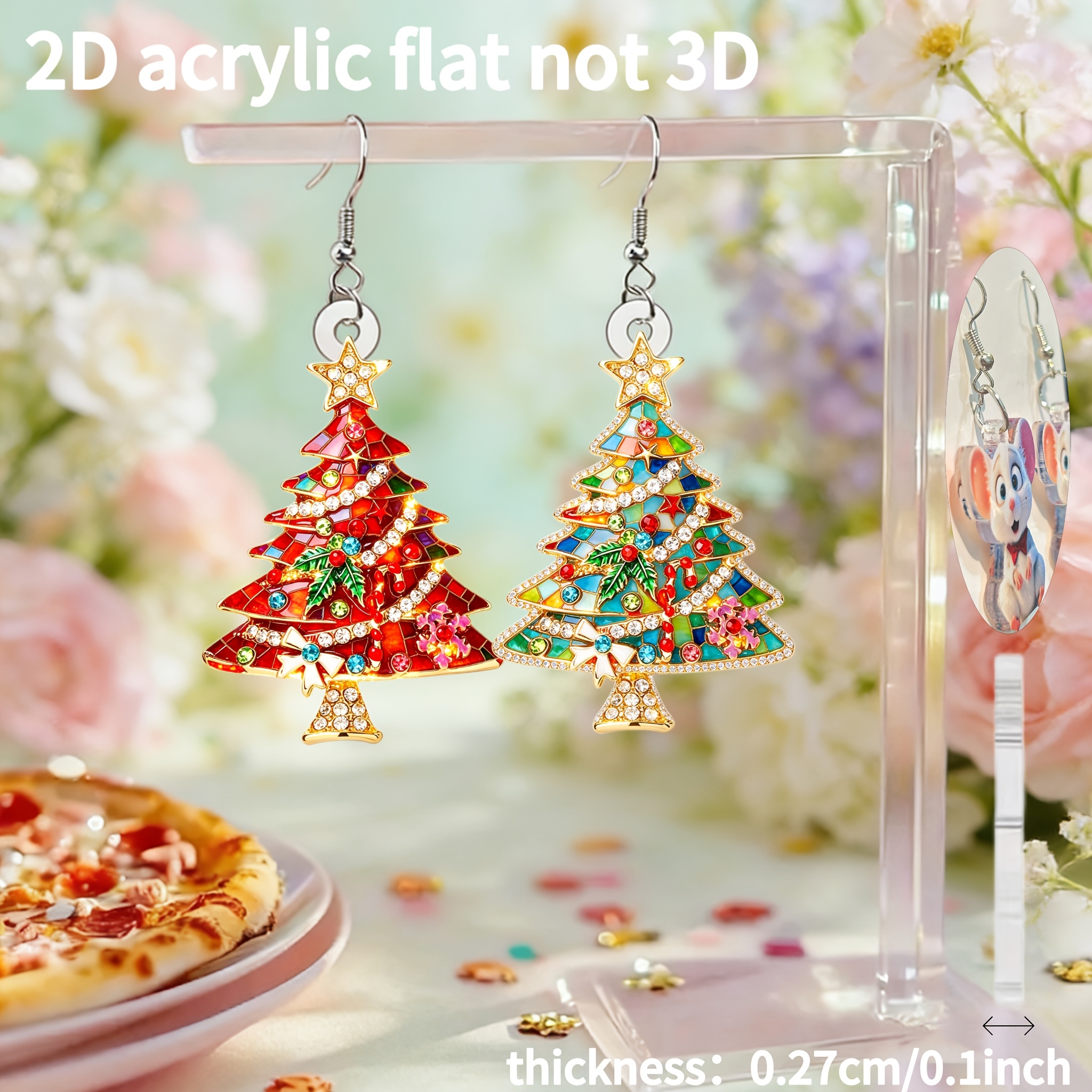 Christmas Tree Pattern Acrylic Earrings for Festive Wear