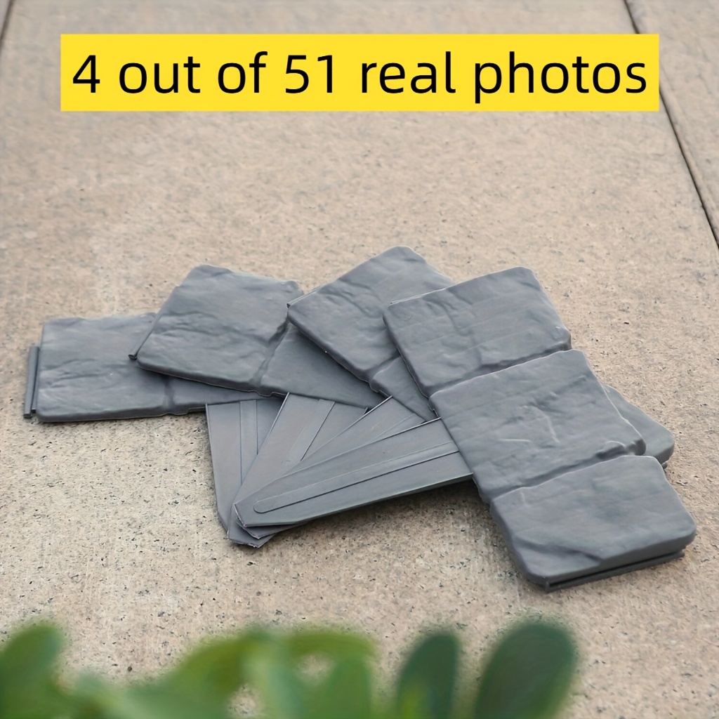 51pcs Mini Plastic Garden Fencing Interlocking Stone Effect Edging For Flower Beds, Lawns, And Patio Decor
